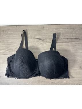 Black Fuchsia Secret Lace Full Figure Underwire Bra 44D Black Padded Scalloped